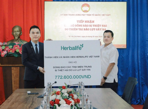 Herbalife Việt Nam nâng tổng số tiền đóng góp 3.976.600.000 đồng ủng hộ đồng bào bị thiệt hại do thiên tai bão lũ gây ra