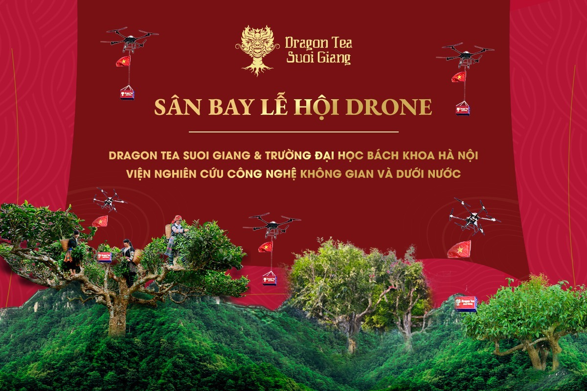Dragon Tea Suối Giàng hợp tác với Đại học Bách khoa Hà Nội trình diễn 20 drone tại Lễ hội Trà Shan Tuyết 2025