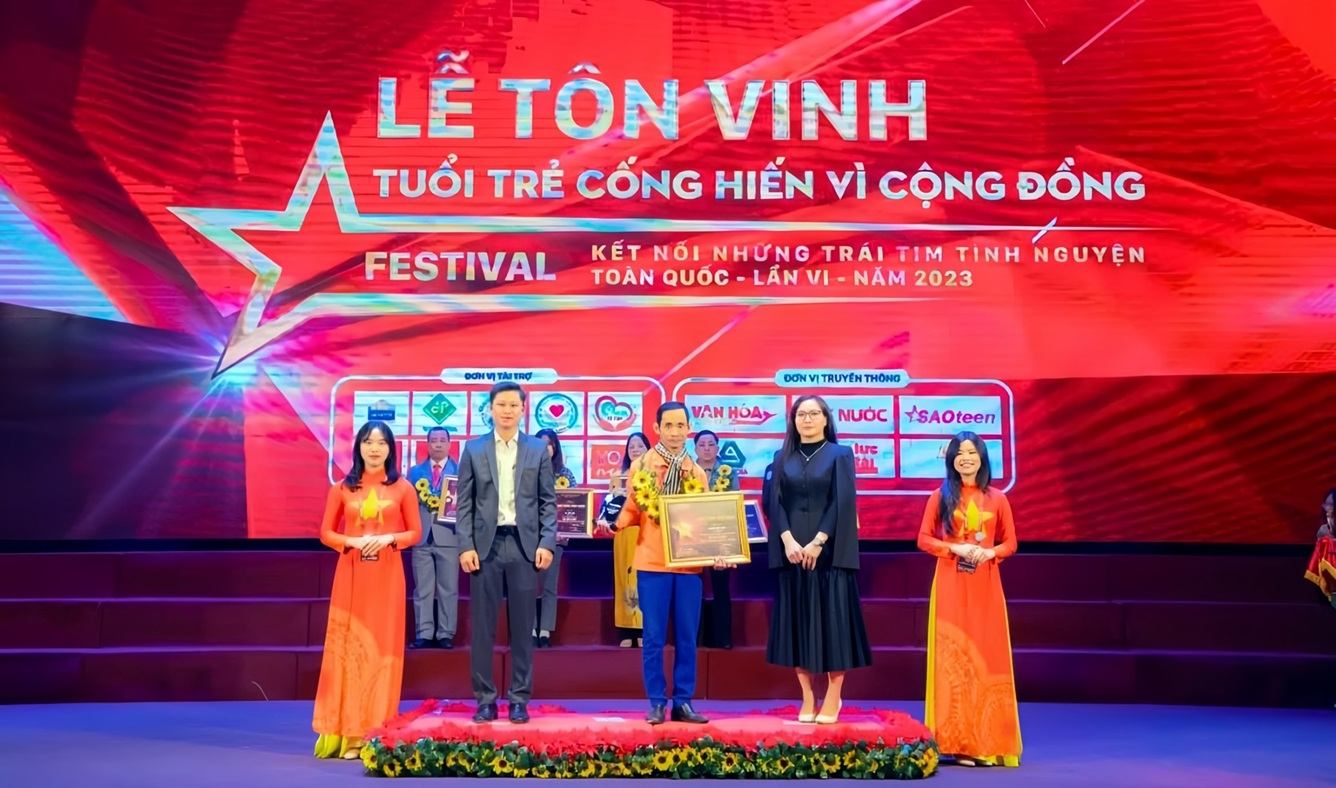 Anh Nguyễn Hữu Thái là một trong hai đại diện của Nghệ An được vinh danh tại giải thưởng toàn quốc “Tuổi trẻ cống hiến vì cộng đồng” năm 2023. (NVCC)